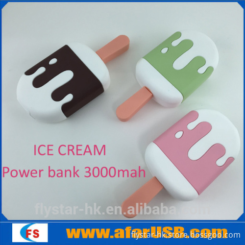 ice cream power banks 3000mah,ice cream promotion gift high quality battery